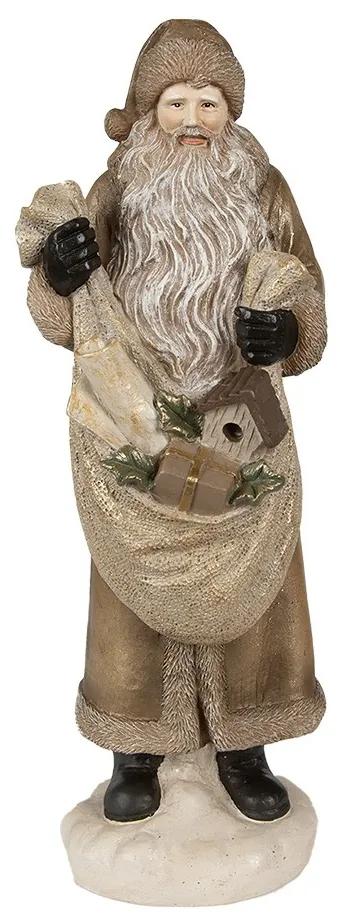 Vianočná dekorácia socha Santa s vrecom darčekov - 11*11*30 cm