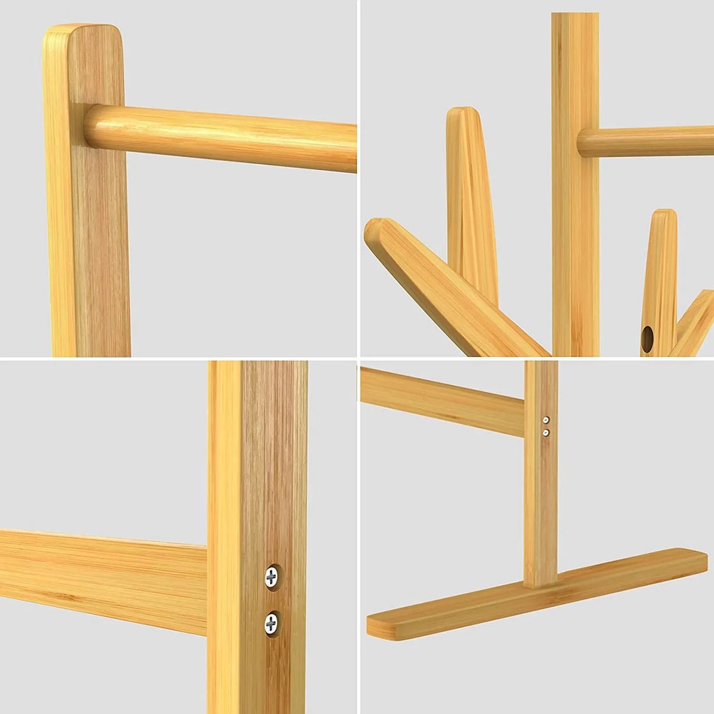 Bambusový stojan na oblečenie RADO, 66x40x163,3cm, hnedá Casaria