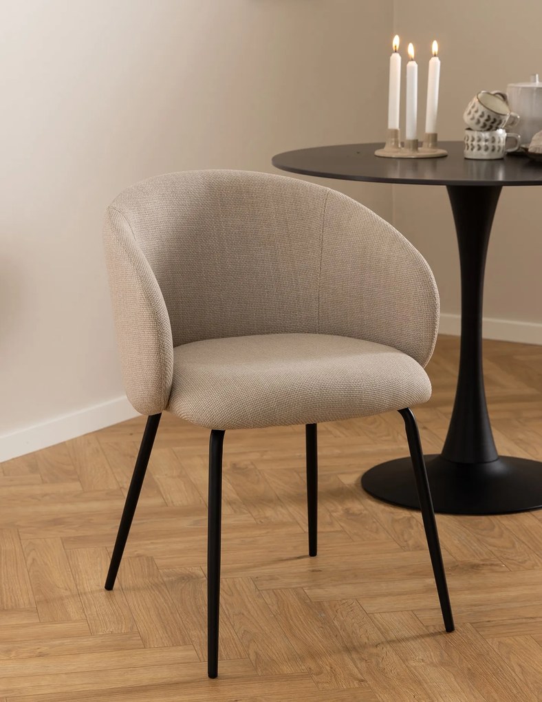 CLARA Béžová (látka Monza 24)/čierne nohy – MODERNÁ ČALÚNENÁ KRESLOVÁ STOLIČKA DO OBÝVAČKY/JEDÁLNE/KANCELÁRIE LOFT