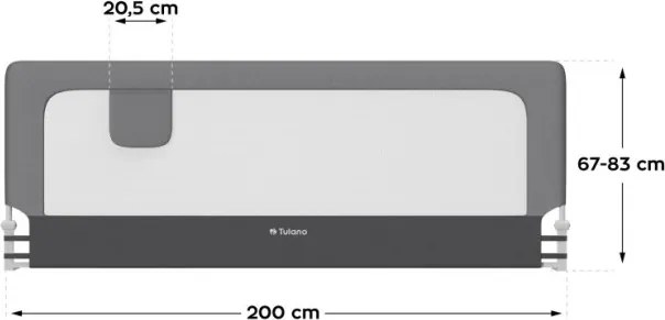 Bezpečnostná zábrana na posteľ Cover 30 sivá 200 cm