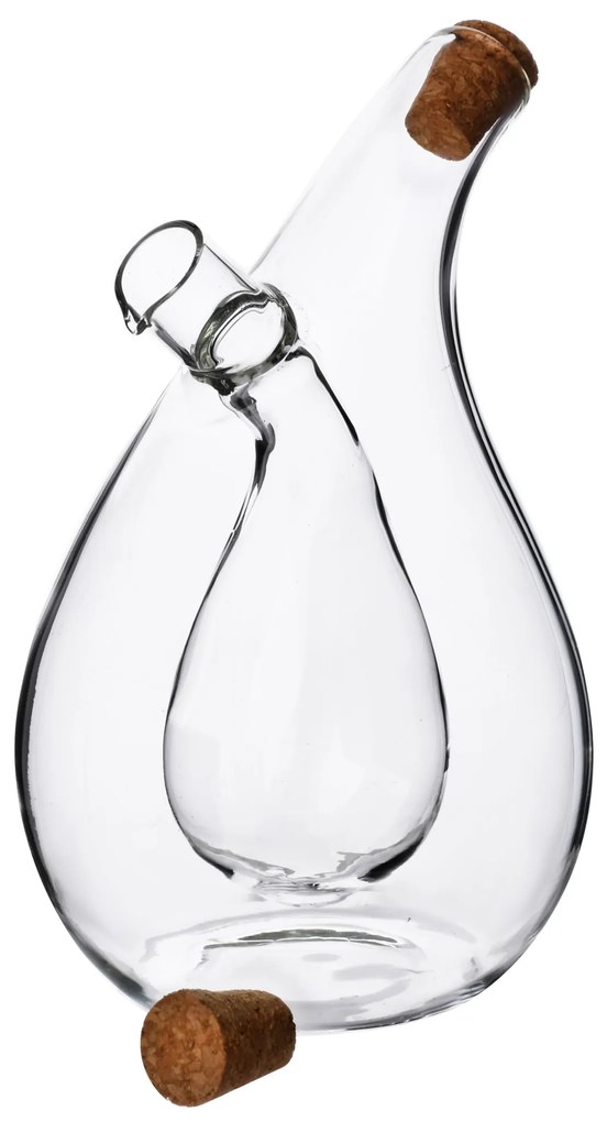 Skleněná láhev 2v1 PETER na olej 350 ml a ocet 75 ml čirá