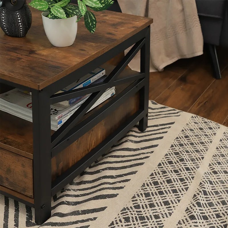 Konferenční stolek Houseland Rustic hnedý/čierny