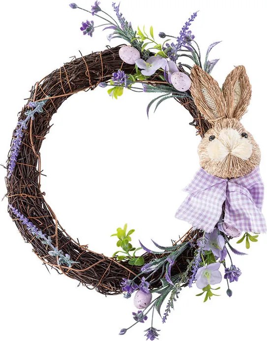 Prútený jarný venček so zajačikom 32 cm