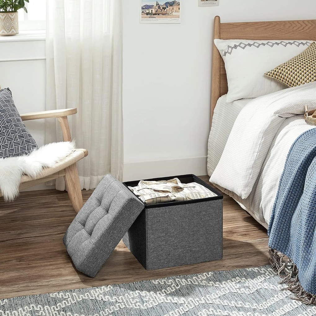 Dekorstudio Skladacia taburetka s úložným priestorom LSF27Z 38x38x38 cm – tmavosivá