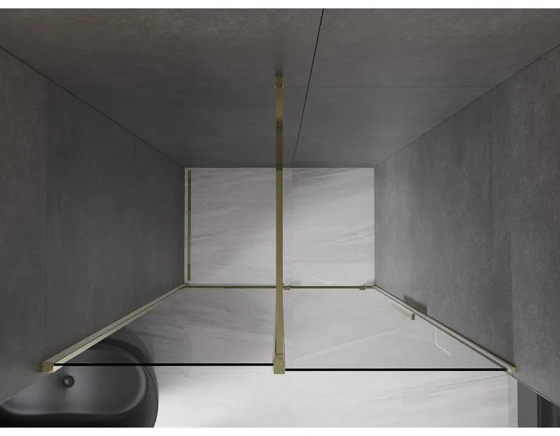 Mexen Velar, posuvné sprchové dvere do otvoru 160 cm, 8mm šedé sklo, zlatá lesklá, 871-160-000-41-50