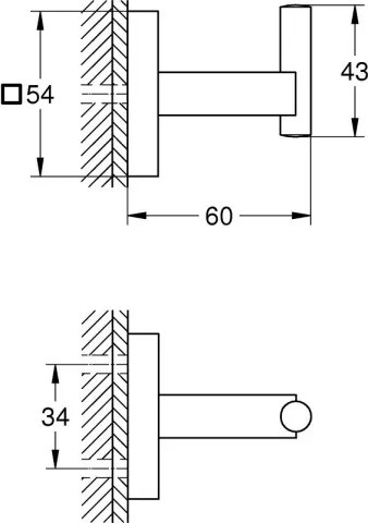 GROHE 40961000 - Vešiak na župan START CUBE, lesklý chróm