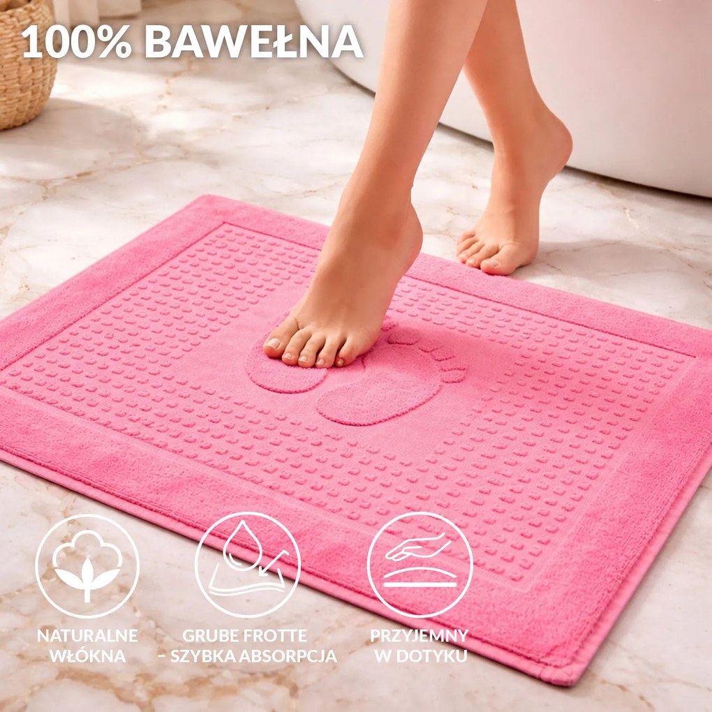 PODLOŽKA DO KÚPEĽNE HOTEL FEET 50X70 CM RUŽOVÁ