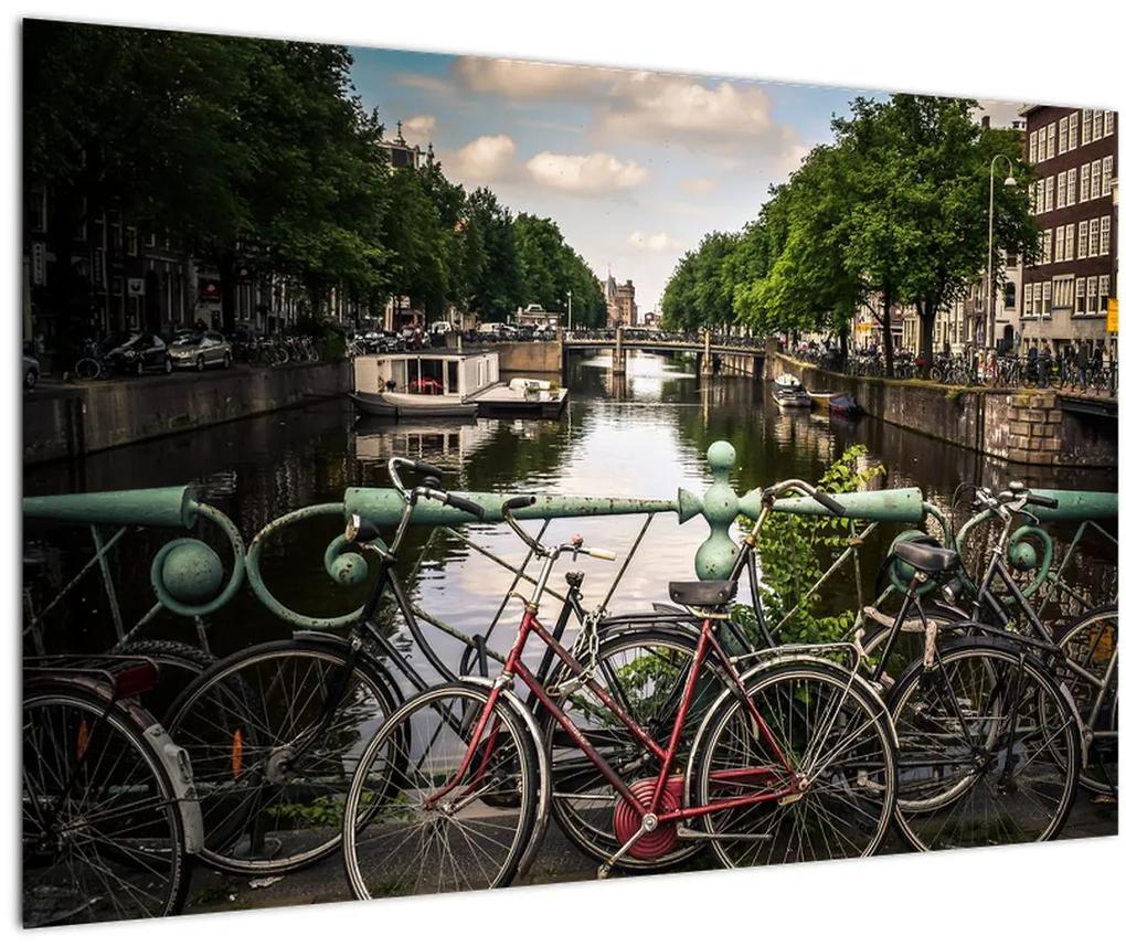 Obraz bicykla v meste (90x60 cm)