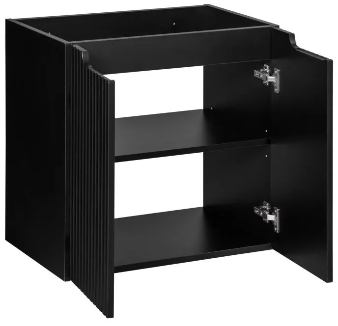 Závěsná skříňka Nova Black II s deskou 60 cm černá/dub evoke