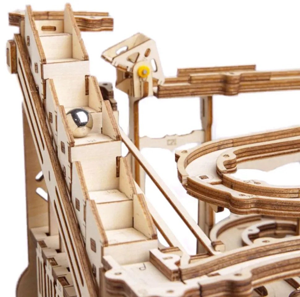 Robotime 3D drevené mechanické puzzle Kuličková dráha Marble Parkour 254 ks