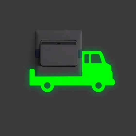 10x10cm Nákladné auto - fosforová nálepka nad vypína