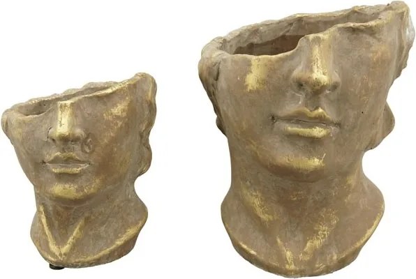 Bronzovo - hnědý antik květináč dívka Bronie - 15*15*18 cm