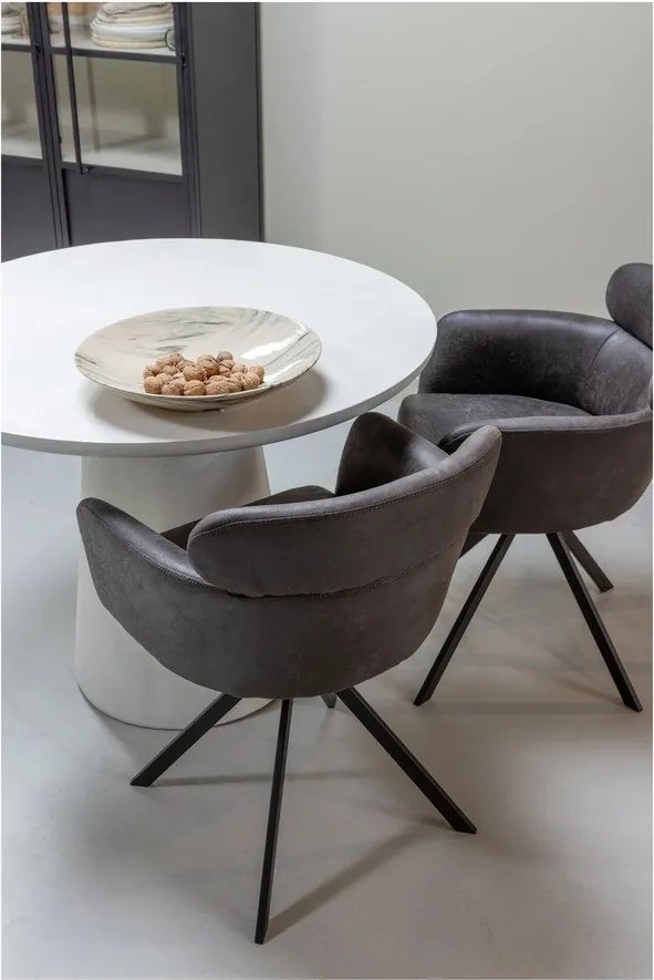 Tmavohnedé čalúnené jedálenské kreslo s podrúčkami Fenne – WOOOD