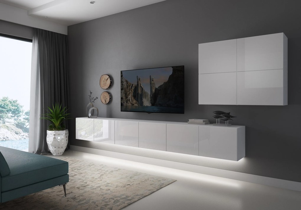 OBÝVACIA STENA ELEGANTE III BIELY LESK LED