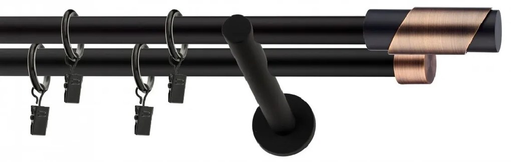 Dekorstudio Garniža dvojradová PARIS medená MIX čierna-matná 19mm Dĺžka: 180cm, Typ príslušenstva: Bez príslušenstva