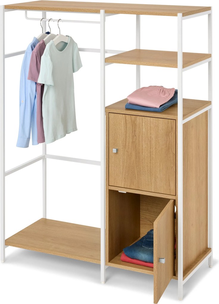 Detská šatníková skriňa »GRADE« s dvierkami a tyčou na oblečenie