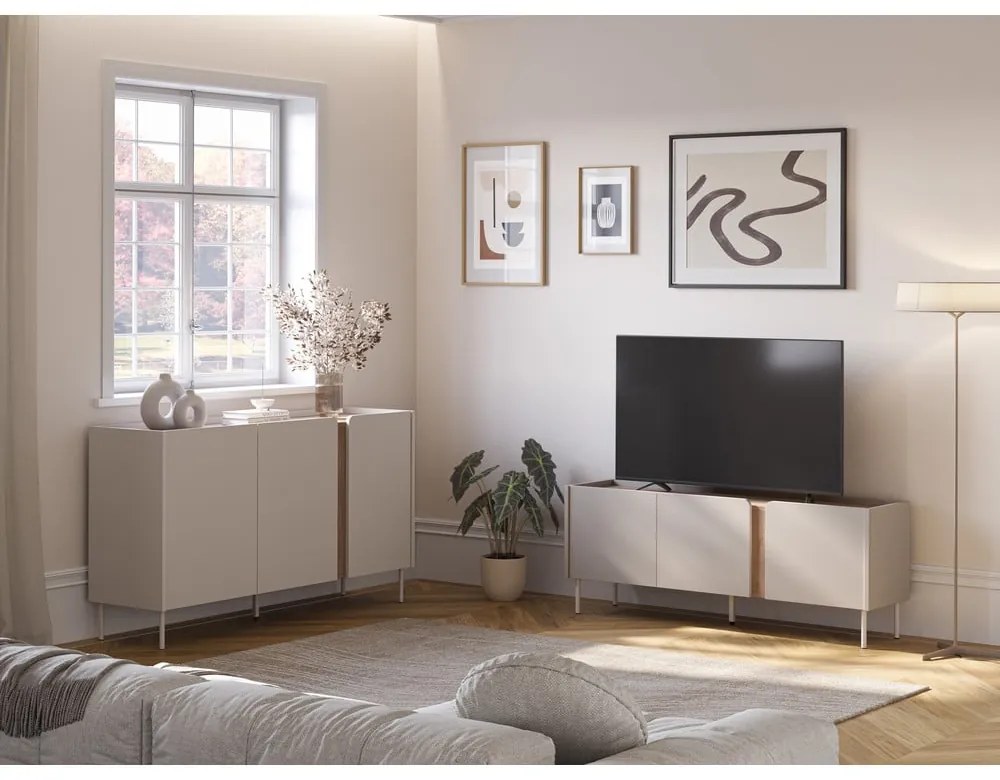 TV stolík v dekore duba v krémovo-prírodnej farbe 140x53x35 cm Lucile – Marckeric