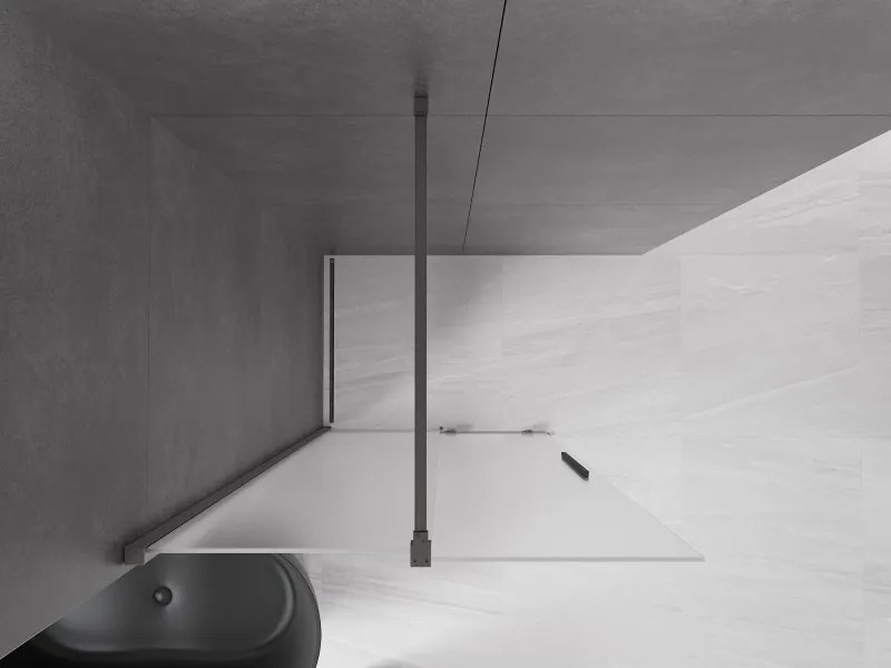 Mexen Velar, sprchová zástena s posuvnými dverami Walk-in 75 x 200 cm, 8mm sklo námraza, grafit brúsený, 871-075-000-33-66