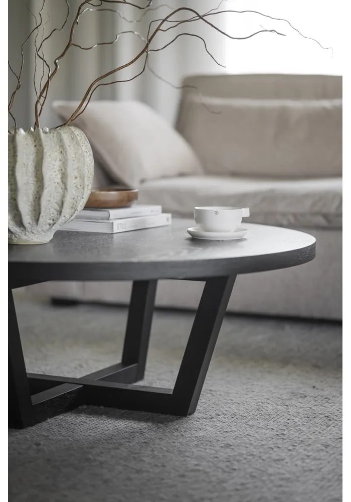 Čierny okrúhly konferenčný stolík v dekore duba ø 110 cm Boxford – Rowico