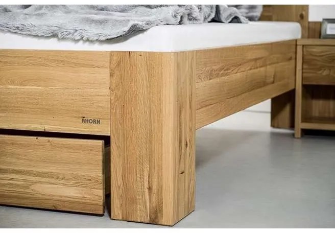 Ahorn GRADO MAX - masívna dubová posteľ so zvýšeným čelom 100 x 200 cm, dub masív