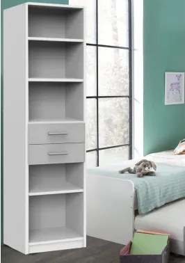 Regál so zásuvkami Joker, biely/sivý betón%