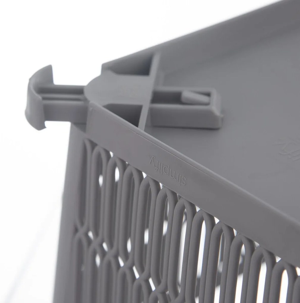 Orion XL - Univerzálny košík NESTA, výsuvné klapky na stohovanie, sivý, 38 x 33 x 13 cm