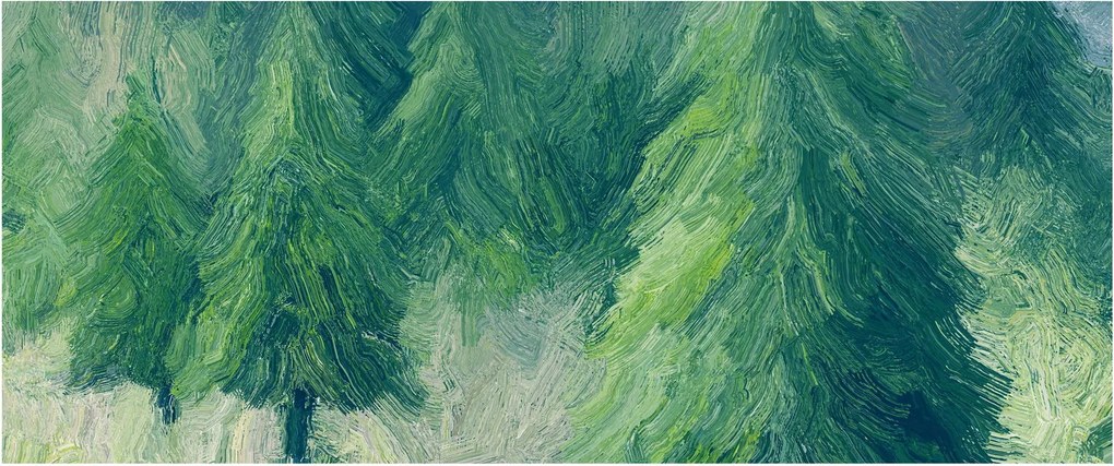 Obraz - Maľované ihličnany (120x50 cm)