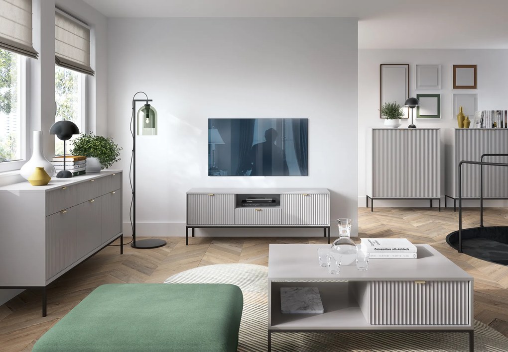 Komoda Nova 154 cm sivá/čierna