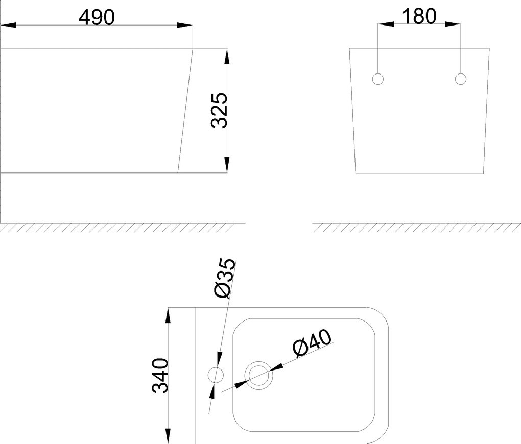 Invena FLORINA, závesný bidet 490x340x325 mm, biela lesklá, INV-CB-94-001-L