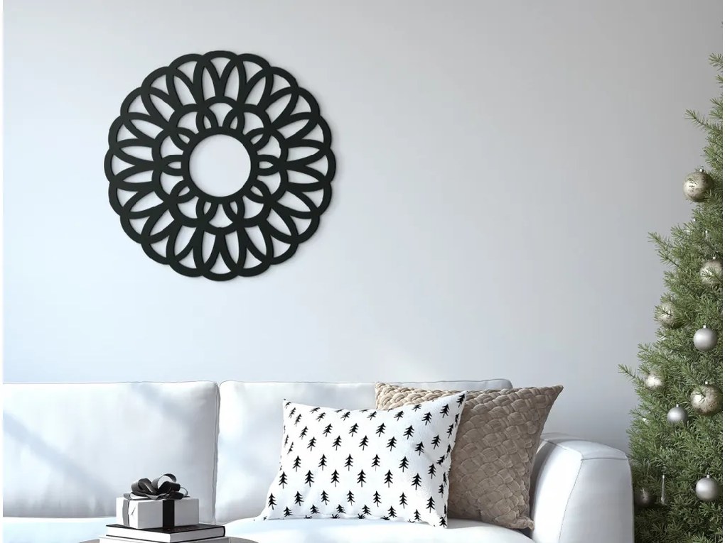 drevko Okrúhla drevená mandala Slnko Rozmer obrazu: 44,5 x 44,5 cm, Farba dekorácie: Čierna