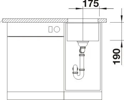 Blanco Subline 320-U, silgranitový drez pod pracovnú dosku 350x460x190 mm, 1-komorový, čierna, BLA-525983