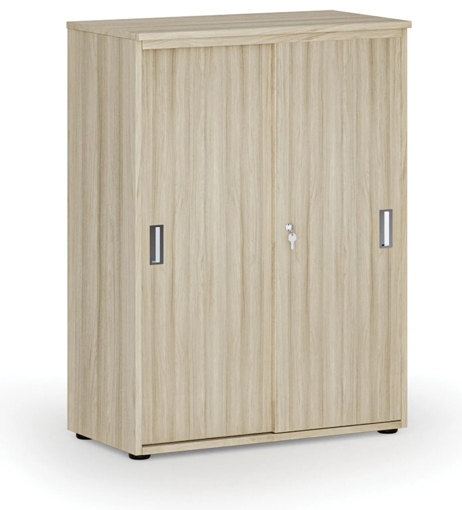 Kancelárska skriňa so zasúvacími dverami PRIMO WOOD, 800 x 420 x 1087 mm, dub prírodný