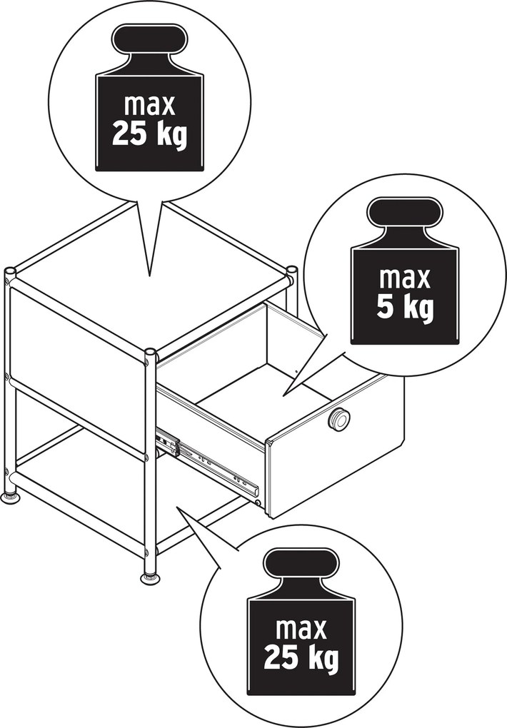 Kovový nočný stolík s 1 zásuvkou »CN3«