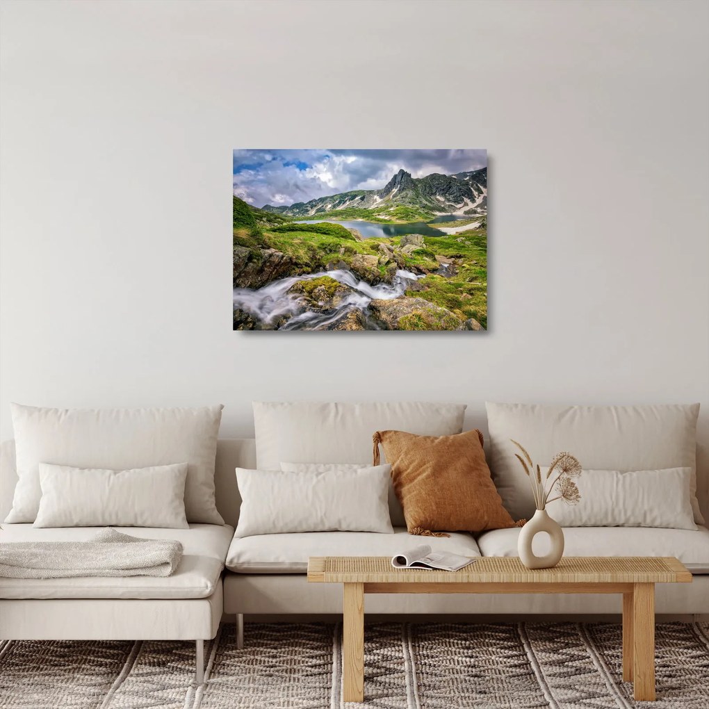 Sklenený obraz - Pohľad na horu Rila (70x50 cm)
