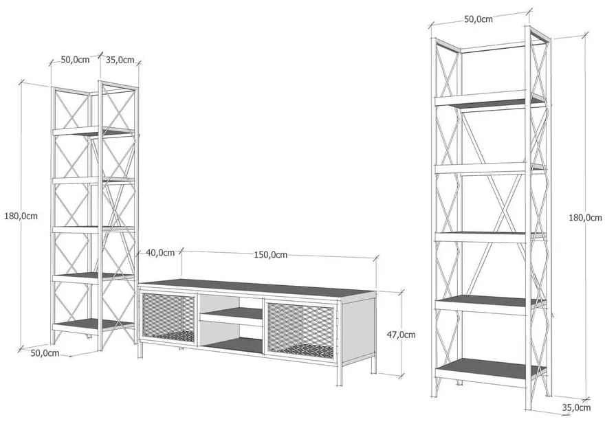 Antracitovosivá/prírodná TV súprava 150x47 cm Maxim – Kalune Design