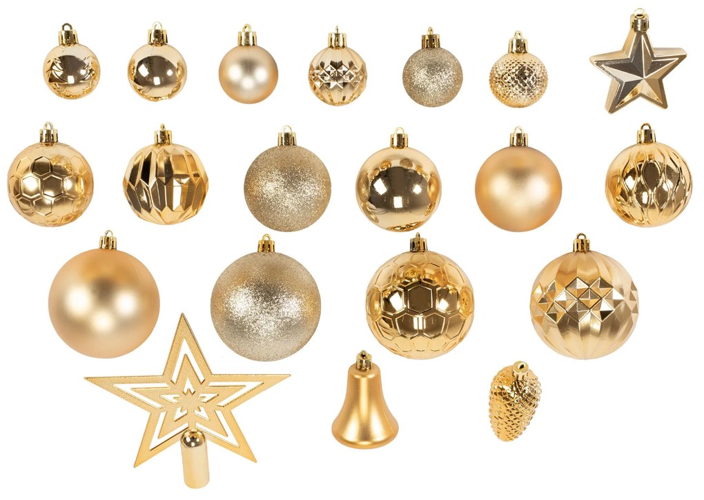 Tutumi, vianočné ozdoby na stromček 45ks SYSD1688-199, zlatá, CHR-08418