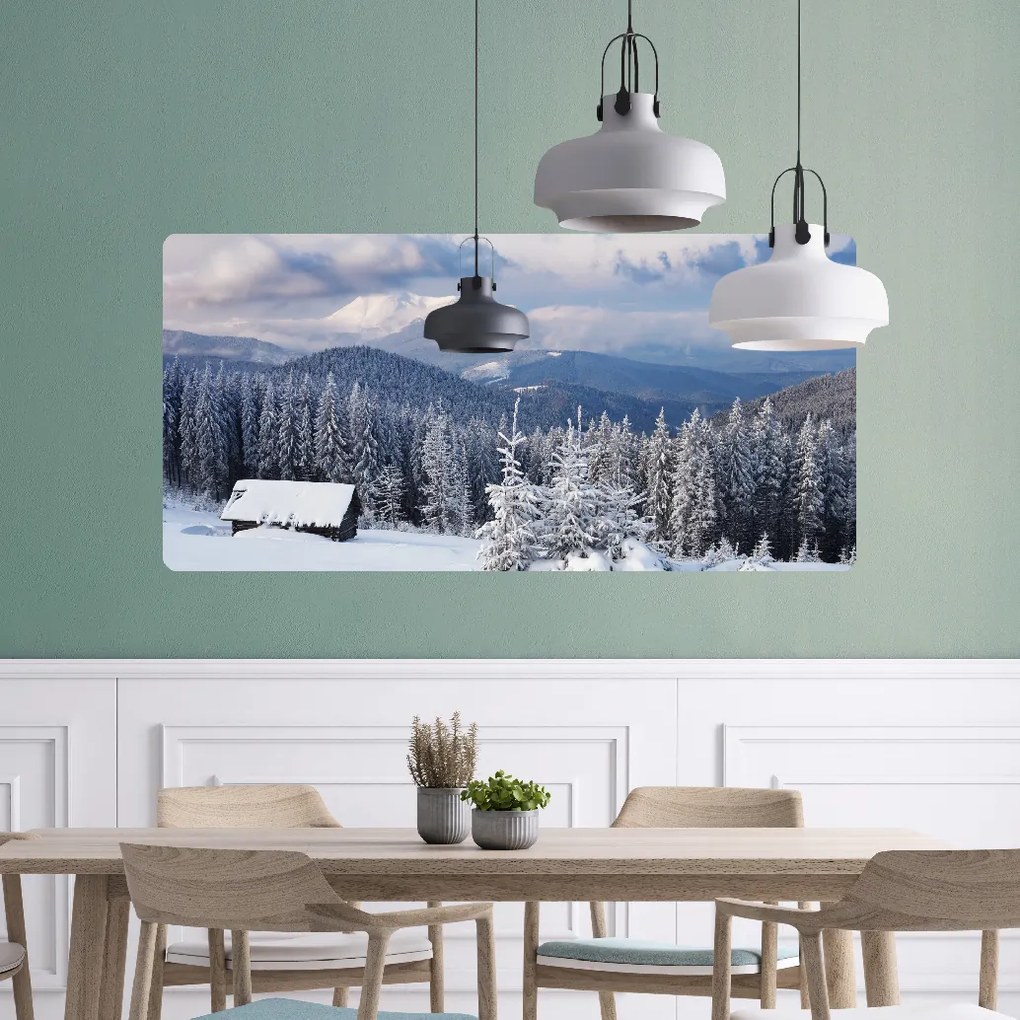 60x120cm Zima na horách - textilná nálepka na stenu