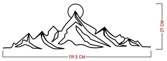 Nástenná dekorácia 119,5x37 cm hory kov