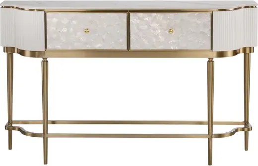 Konzolový stolík Stilig ST904C 140 cm zlatý/biely mramor/biely