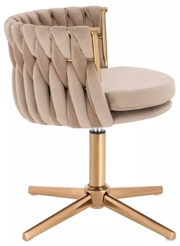 LuxuryForm DESIGN Stolička LYON VELUR na zlatom kríži - latte