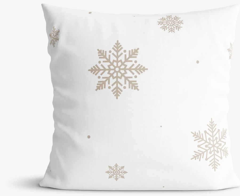 Goldea vianočná bavlnená obliečka na vankúš - snehové vločky na bielej 40 x 40 cm