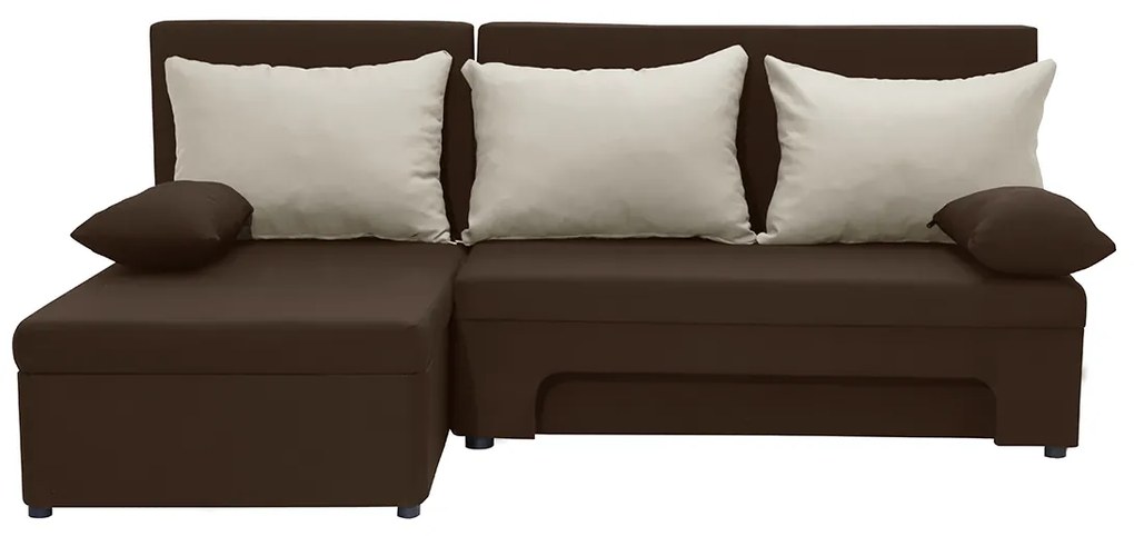 Rohová pohovka s funkciou spania ERIS Tmavohnedá/krémová