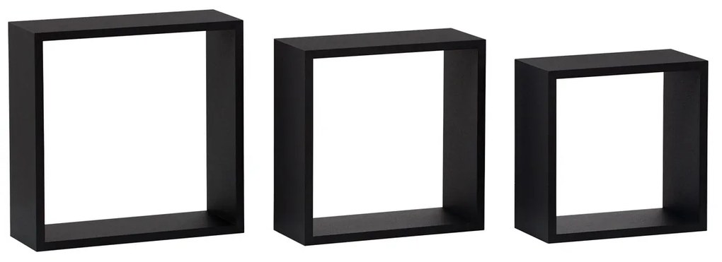 Súprava nástenných poličiek P-008, matná čierna, 3 ks