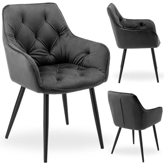 Jedálenská stolička NEVADA zamatová, grafitová