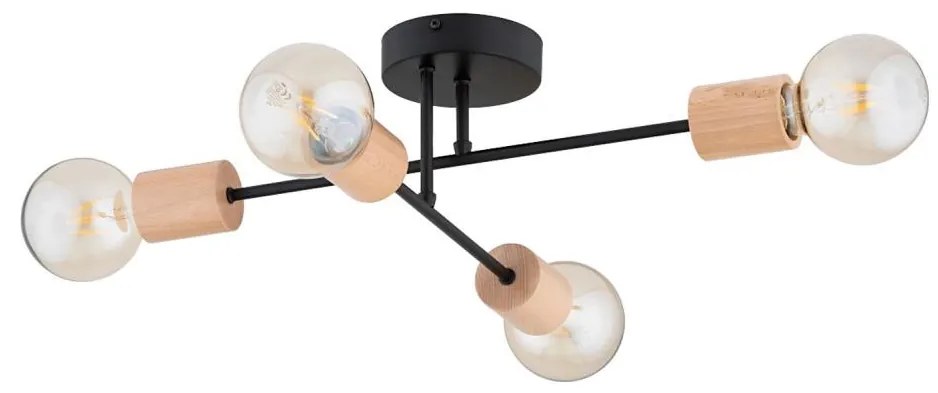 Prisadený luster LA-STENA 4xE27/15W/230V béžová/čierna