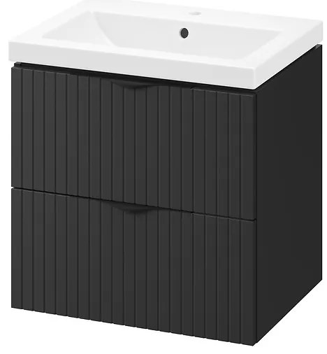 Cersanit Tirso, závesná umývadlová skrinka 594x447x572 mm + keramické umývadlo, čierna matná, S801-586