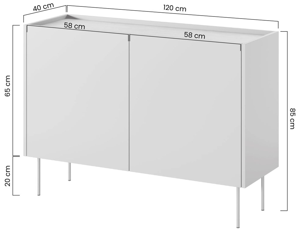 Komoda Desin 120 cm dvojdverová - kašmír / dub nagano