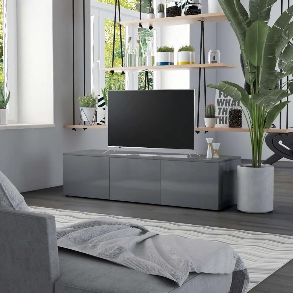 TV skrinka, lesklá sivá 120x34x30 cm, drevotrieska