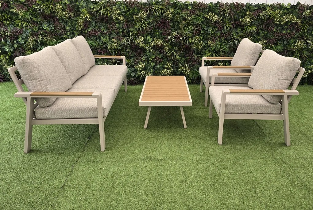 Hliníková sedacia súprava EMOT 3 WPC krémová