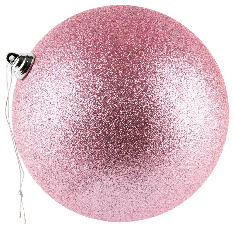 DECOLED Plastová koule, prům. 20 cm, jemně růžová, glitter